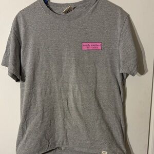 Simply Southern Heather Gray Tee with Pink Logo